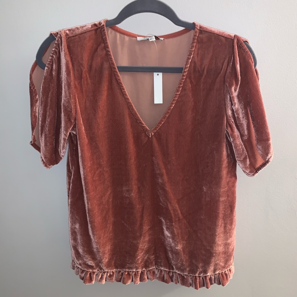 Madewell Velvet Tulip-Sleeve Ruffle Top - Picture 6 of 9
